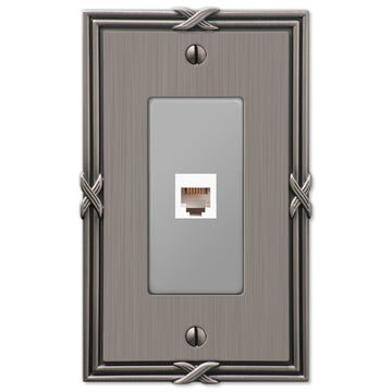 Ribbon & Reed Antique Nickel Cast - 1 Phone Jack Wallplate - Wallplate Warehouse 44PHAN 070686580998 Phone Jacks
