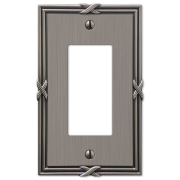 Ribbon & Reed Antique Nickel Cast - 1 Rocker Wallplate - Wallplate Warehouse 44RAN 070686559321 1 Rocker