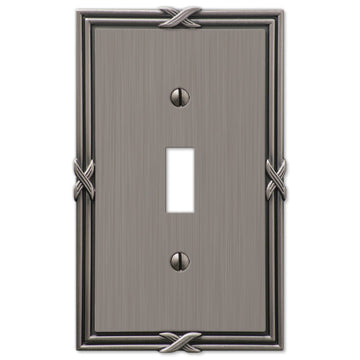Ribbon & Reed Antique Nickel Cast - 1 Toggle Wallplate - Wallplate Warehouse 44TAN 070686559307 1 Toggle