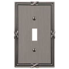 Ribbon & Reed Antique Nickel Cast - 1 Toggle Wallplate