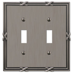 Ribbon & Reed Antique Nickel Cast - 2 Toggle Wallplate