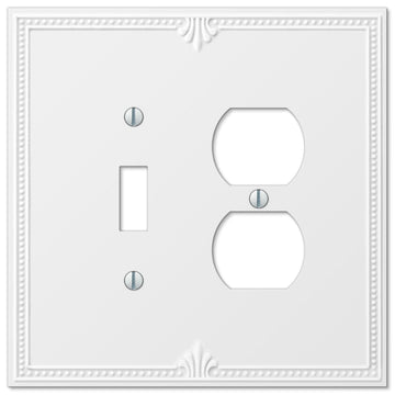 Richmond White Oversized Plastic - 1 Toggle / 1 Duplex Wallplate - Wallplate Warehouse 38TDW 070686575833 1 Toggle / 1 Duplex