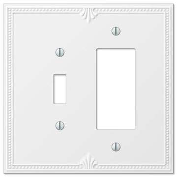 Richmond White Oversized Plastic - 1 Toggle / 1 Rocker Wallplate - Wallplate Warehouse 38TRW 070686575871 1 Toggle / 1 Rocker