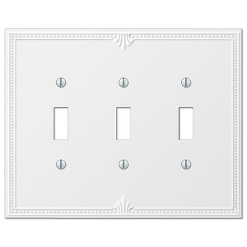 Richmond White Oversized Plastic - 3 Toggle Wallplate - Wallplate Warehouse 38TTTW 070686575802 3 Toggle