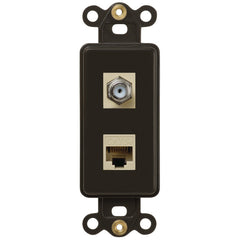 Rocker Insert Brown - 1 Cable Jack / 1 Data Jack