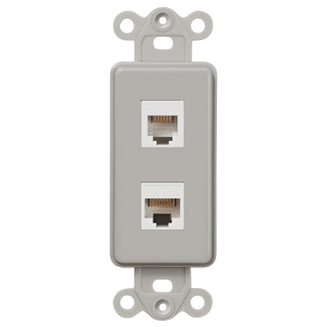 Rocker Insert Gray - 1 Phone Jack / 1 Data Jack - Wallplate Warehouse PHDTG 070686582145 Phone / Data