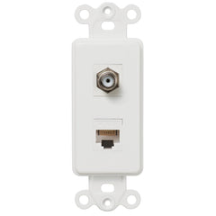 Rocker Insert White - 1 Cable Jack / 1 Data Jack