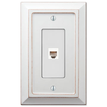 Savannah Distressed White Wood - 1 Phone Jack Wallplate - Wallplate Warehouse 4040PHDW 070686580844 Phone Jacks