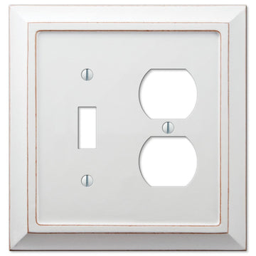 Savannah Distressed White Wood  1 Toggle / 1 Duplex Wallplate - Wallplate Warehouse 4040TDDW 070686577158 1 Toggle / 1 Duplex