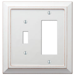 Savannah Distressed White Wood - 1 Toggle / 1 Rocker Wallplate