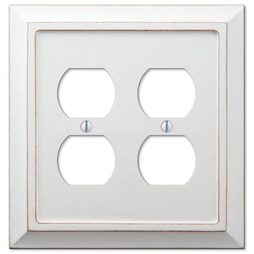 Savannah Distressed White Wood - 2 Duplex Wallplate - Wallplate Warehouse 4040DDDW 070686577141 2 Duplex