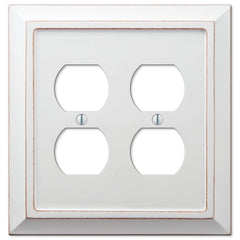 Savannah Distressed White Wood - 2 Duplex Wallplate