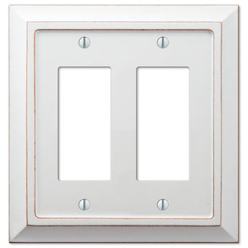 Savannah Distressed White Wood - 2 Rocker Wallplate - Wallplate Warehouse 4040RRDW 070686577165 2 Rocker