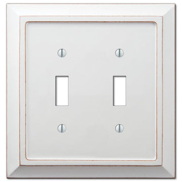 Savannah Distressed White Wood - 2 Toggle Wallplate - Wallplate Warehouse 4040TTDW 070686559451 2 Toggle