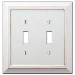 Savannah Distressed White Wood - 2 Toggle Wallplate