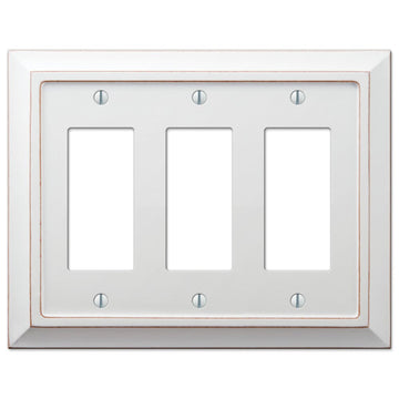 Savannah Distressed White Wood - 3 Rocker Wallplate - Wallplate Warehouse 4040RRRDW 070686577172 3 Rocker