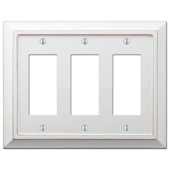 Savannah Distressed White Wood - 3 Rocker Wallplate