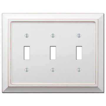 Savannah Distressed White Wood - 3 Toggle Wallplate - Wallplate Warehouse 4040TTTDW 070686577134 3 Toggle