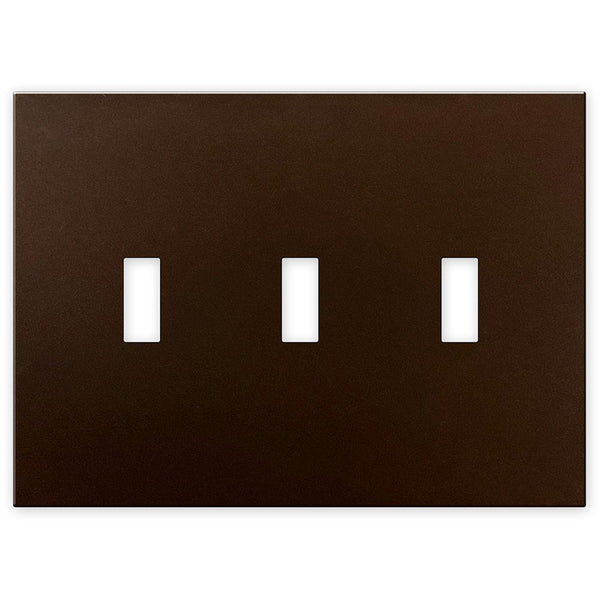 Screwless Bronze - 3 Toggle Wallplate - Wallplate Warehouse WP3C-BR 811671020446 3 Toggle