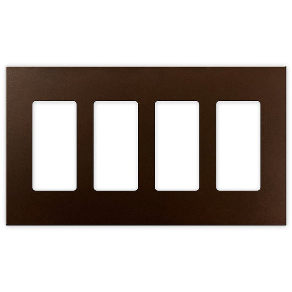 Screwless Bronze - 4 Rocker Wallplate - Wallplate Warehouse WP4-BR 811671029937 4 Rocker
