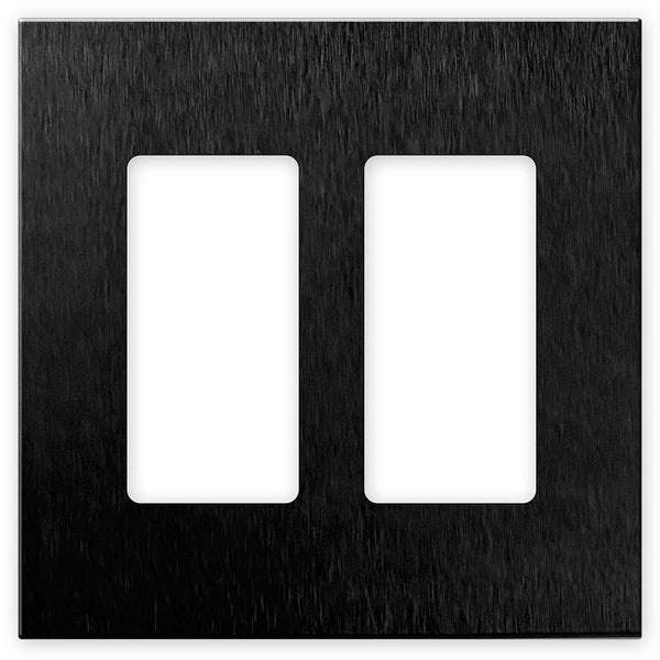 Screwless Brushed Black - 2 Rocker Wallplate - Wallplate Warehouse WP2-BABL 811671022068 2 Rocker