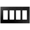Screwless Brushed Black - 4 Rocker Wallplate - Wallplate Warehouse WP4-BABL 811671026455 4 Rocker