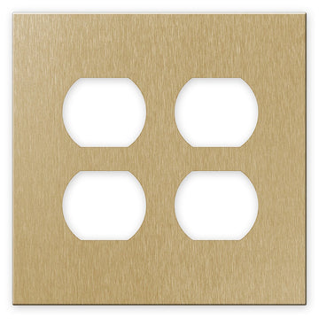 Screwless Brushed Gold - 2 Duplex Wallplate - Wallplate Warehouse WPS2C-BAGD 811671024444 2 Duplex