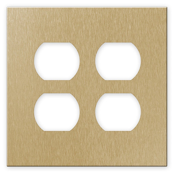 Screwless Brushed Gold - 2 Duplex Wallplate - Wallplate Warehouse WPS2C-BAGD 811671024444 2 Duplex