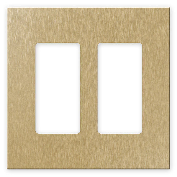 Screwless Brushed Gold - 2 Rocker Wallplate - Wallplate Warehouse WP2-BAGD 811671026493 2 Rocker