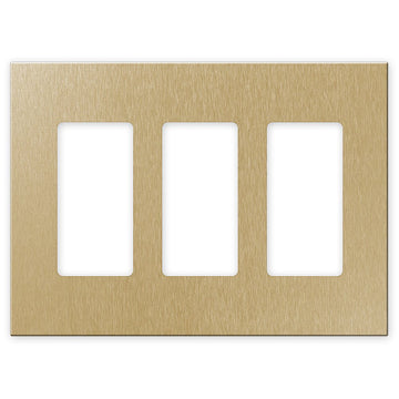 Screwless Brushed Gold - 3 Rocker Wallplate - Wallplate Warehouse WP3-BAGD 811671026509 3 Rocker