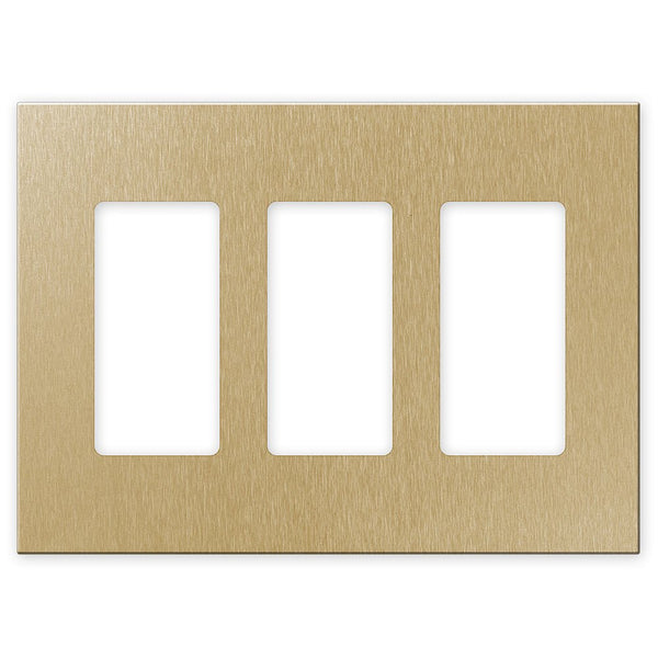 Screwless Brushed Gold - 3 Rocker Wallplate - Wallplate Warehouse WP3-BAGD 811671026509 3 Rocker