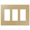 Screwless Brushed Gold - 3 Rocker Wallplate - Wallplate Warehouse WP3-BAGD 811671026509 3 Rocker