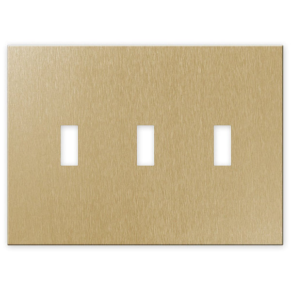 Screwless Brushed Gold - 3 Toggle Wallplate - Wallplate Warehouse WPC3-BAGD 811671024857 3 Toggle