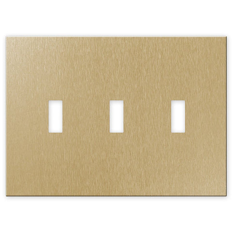 Screwless Brushed Gold - 3 Toggle Wallplate - Wallplate Warehouse WPC3-BAGD 811671024857 3 Toggle