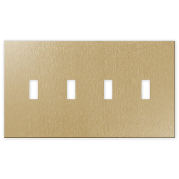 Screwless Brushed Gold - 4 Toggle Wallplate - Wallplate Warehouse WPC4-BAGD 811671020934 4 Toggle