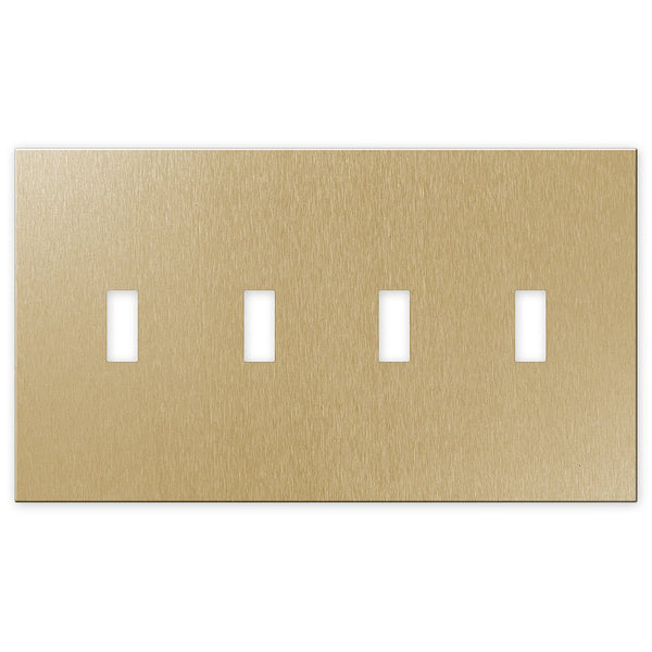 Screwless Brushed Gold - 4 Toggle Wallplate - Wallplate Warehouse WPC4-BAGD 811671020934 4 Toggle