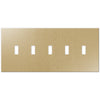 Screwless Brushed Gold - 5 Toggle Wallplate - Wallplate Warehouse WPC5-BAGD 811671024536 5 Toggle