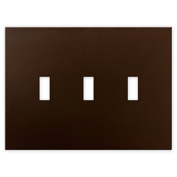 Screwless Oversized Bronze - 3 Toggle Wallplate - Wallplate Warehouse WP3C-BR 811671020446 3 Toggle