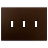 Screwless Oversized Bronze - 3 Toggle Wallplate - Wallplate Warehouse WP3C-BR 811671020446 3 Toggle