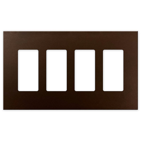 Screwless Oversized Bronze - 4 Rocker Wallplate - Wallplate Warehouse WP4-BR 811671029937 4 Rocker