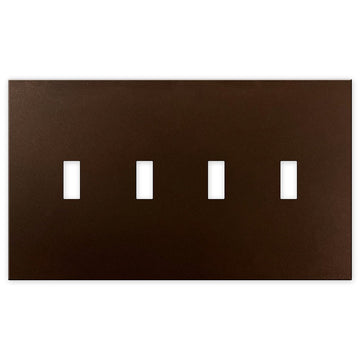 Screwless Oversized Bronze - 4 Toggle Wallplate - Wallplate Warehouse WP4C-BR 811671026974 4 Toggle