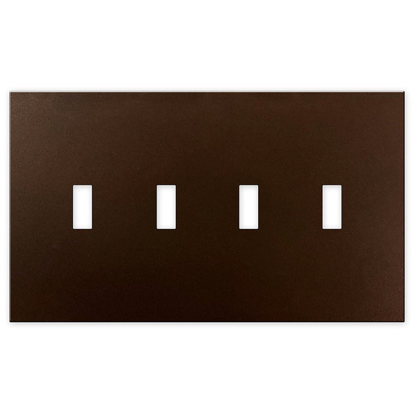 Screwless Oversized Bronze - 4 Toggle Wallplate - Wallplate Warehouse WP4C-BR 811671026974 4 Toggle