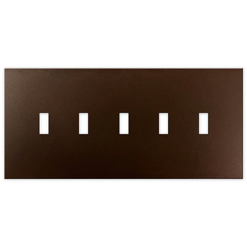 Screwless Oversized Bronze - 5 Toggle Wallplate - Wallplate Warehouse WP5C-BR 811671026943 5 Toggle