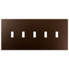 Screwless Oversized Bronze - 5 Toggle Wallplate - Wallplate Warehouse WP5C-BR 811671026943 5 Toggle