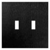 Screwless Oversized Brushed Black - 2 Toggle Wallplate - Wallplate Warehouse WP2DC-BABL 811671028381 2 Toggle