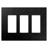 Screwless Oversized Brushed Black - 3 Rocker Wallplate - Wallplate Warehouse WP3D-BABL 811671029135 3 Rocker