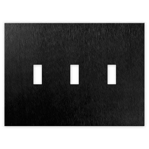 Screwless Oversized Brushed Black - 3 Toggle Wallplate - Wallplate Warehouse WP3DC-BABL 611671028367 3 Toggle