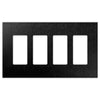 Screwless Oversized Brushed Black - 4 Rocker Wallplate - Wallplate Warehouse WP4D-BABL 811671029128 4 Rocker