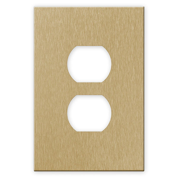 Screwless Oversized Brushed Gold - 1 Duplex Wallplate - Wallplate Warehouse WP1SDC-BAGD 811671028213 1 Duplex