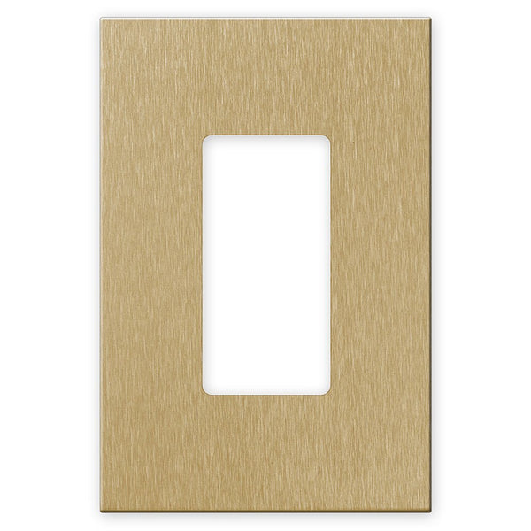 Screwless Oversized Brushed Gold - 1 Rocker Wallplate - Wallplate Warehouse WP1D-BAGD 811671029104 1 Rocker